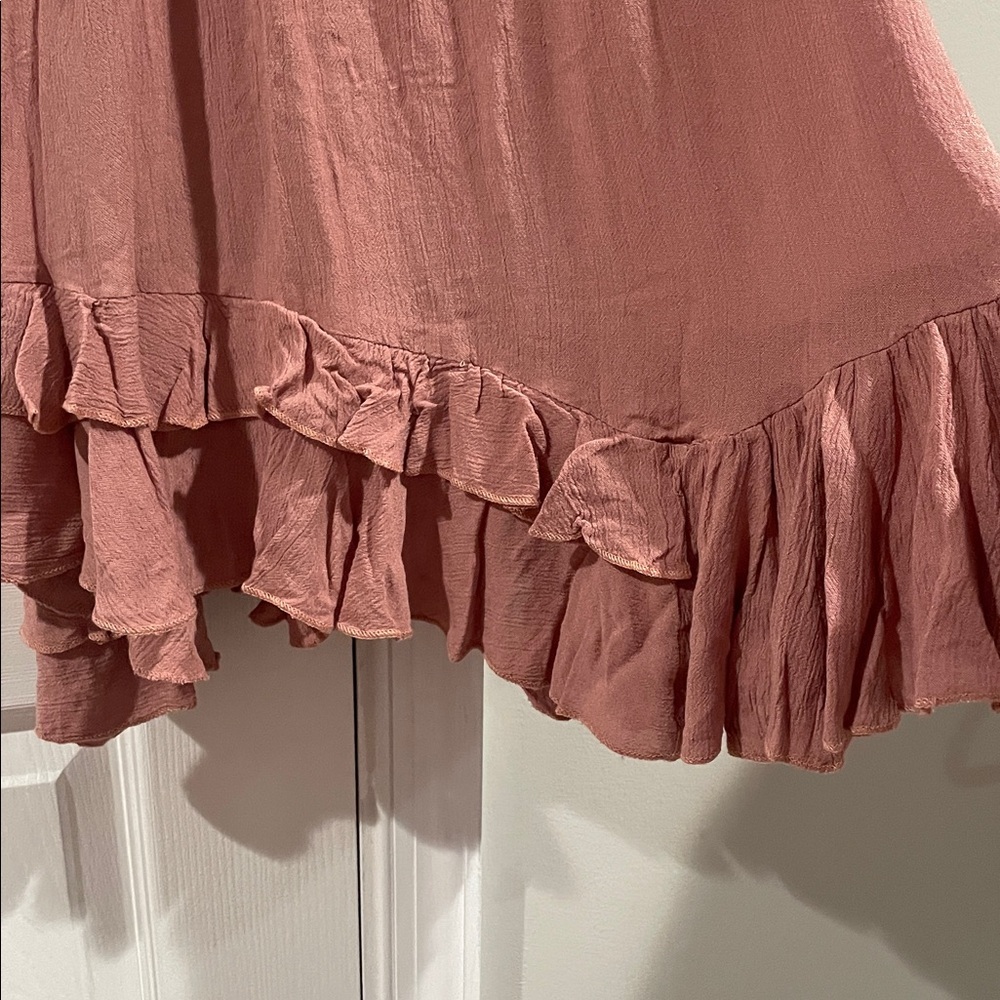 Free People One- Lace Bodice Tiered Ruffle Sundress - Dusty Rose- Size Small - Picture 4 of 12